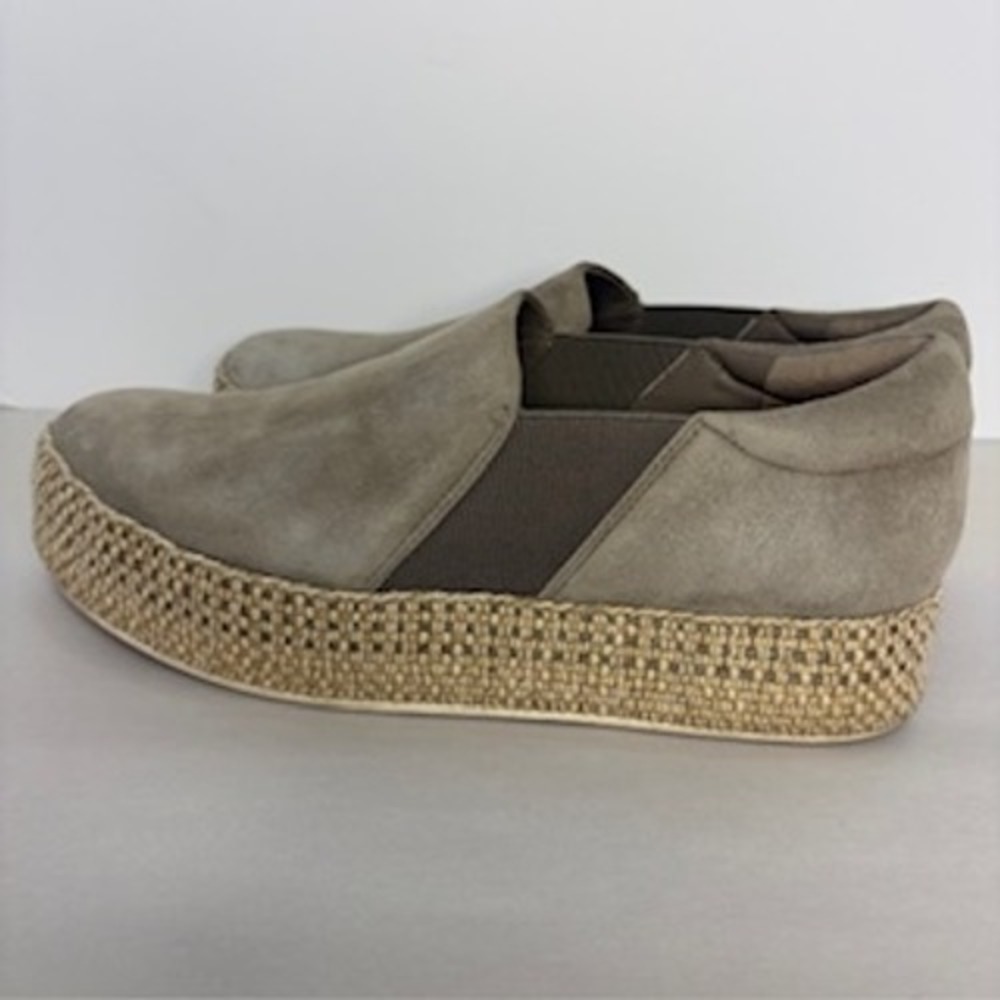 Vince Warren Women Suede Platform Espadrille Slip On Sneakers Taupe Gray 7.5M